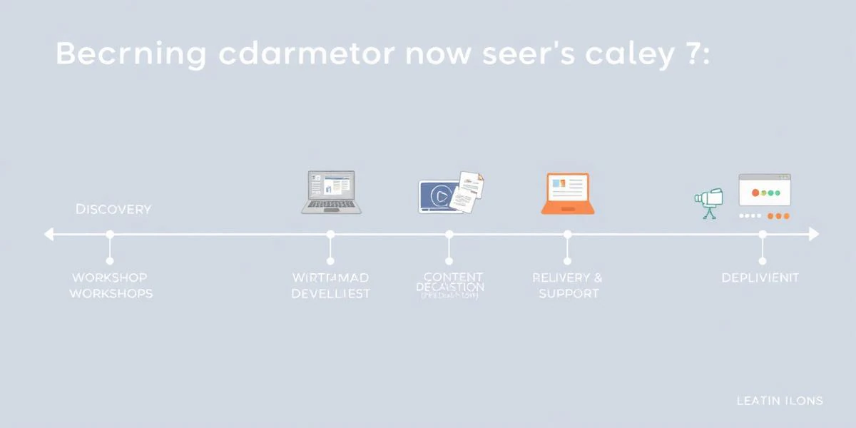 Visual timeline showing the 5-step content creation process