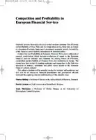 Cover Image of Competition and Profitability in European Financial Services