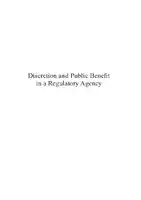 Cover Image of Discretion and Public Benefit in a Regulatory Agency