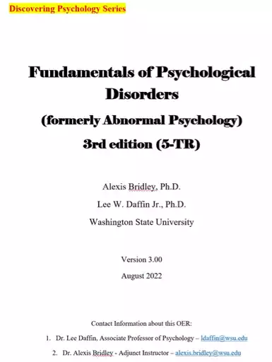 Cover Image of Fundamentals of Psychological Disorders